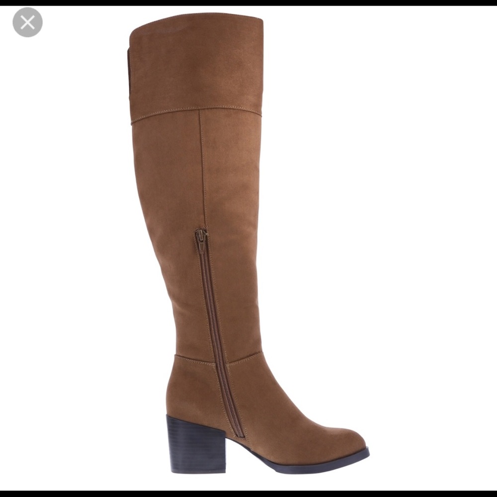 Suede Folding Knee High Boots